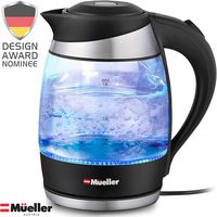 Mueller Premium 1500W Electric Kettle with SpeedBoil Tech, 1.8 Liter Cordless with LED Light, Borosilicate Glass, BPA-Free with Auto Shut-Off and Boil-Dry Protection