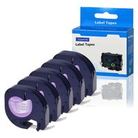 SuperInk 5PK LetraTag Label Tape Compatible for DYMO (16952 12267 16951 12268 S0721530) Plastic Black on Clear (12 mm x4 m, 1/2 inch x 13 feet) use in Dymo LetraTag Plus LT100H LT100T QX50 Label Maker