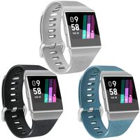 Vancle 3 Pack Rose Gold Silver Bands Compatible with Fitbit Ionic for Women Men, Classic Replacement Accessory Wristbands Compatible with Fitbit Ionic SmartWatch (Silver/Black/Slate, Large)