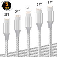 Ankoda Lightning Cable iPhone Charger, 5PACK 3FT/1M Nylon Braided iPhone Cable Cord for iPhone XS/XR/X/8/7/6/5, iPad Pro/Air/Mini and More