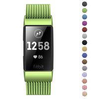 Fitlink Stainless Steel Metal Replacement Bands for Fitbit Charge 3 and Charge 3 SE for Women Men,Multi Color Multi Size(Green,Small(5.5''-8.5''))