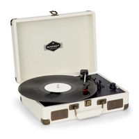 auna Peggy Sue • Turntable for Vinyl Records • Record Player with Speakers • Retro Style • USB-Port (B) • Digitization • Plug & Play • Portable Suitcase • Creme