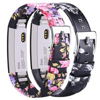 AK Bands Compatible with Fitbit Alta HR Bands, Genuine Leather Adjustable Comfortable Wristbands for Fitbit Alta HR/Fitbit Alta (01 Floral Pink/Floral Gray)