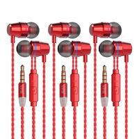 VPB V1 Headphones with Remote & Microphone, in Ear Earphone Stereo Sound Noise Isolating Tangle Free for iOS and Android Smartphones, Laptops, Gaming (3 Pairs of red)