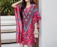 MOM 2018 Women's Summer Loose Large Size Batcoat Travel Holiday Beach Sun Protection Dress Smock Shirt,As show,Average code