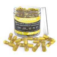 HOODDEAL 100pcs Female Spade Connector - Heat Shrink Insulated Electrical Spade Terminals - Marine Automotive Quick Disconnect Wire Crimp Connectors Kit - 12-10 Gauge, Yellow