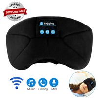 Sleep Headphones, Bluetooth Wireless Eye Mask 2019 Updated, WU-MINGLU Sleeping Headphones for Side Sleepers, Washable Travel Music Play Adjustable Speakers Microphone Handsfree Long Play Time
