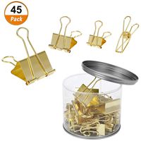 Maddott Gold Binder Clips, Paper Clamp Clothes Pins Clips Assorted Sizes, Pack of 45
