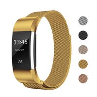 Keasy Replacement Bands Compatible with Fitbit Charge 2, Stainless Steel Metal Lock Replacement Wristband for Women Men (Large (6.1-9 Inch), Gold)