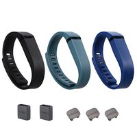 i-smile 3PCS Replacement Bands with Metal Clasps for Fitbit Flex / Wireless Activity Bracelet Sport Wristband / Fitbit Flex Bracelet Sport Arm Band (No tracker, Replacement Bands Only) & Silicon Fastener Ring For Free (Black&Navy&Slate, Large)
