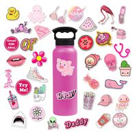 Vsco Stickers for Hydroflasks, 50Pcs Vsco Girl Stickers Aesthetic for Water Bottles for Girls Pad MacBook Car Snowboard Bicycle Luggage Decal (Pink)