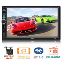 Double Din in-Dash Head Unit Car Stereo Audio Systems 7 inch Touch Screen MP5 Player FM Radio Compatible with Bluetooth 4.0 Support Rear-View Camera, MP3 Player, USB Port, Aux Input, Mirror Link