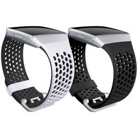 SKYLET for Fitbit Ionic Bands, 2 Pack Soft Silicone Breathable Replacement Wristband for Fitbit Ionic Smartwatch (No Tracker)[Black-Black&White-Black, Small]