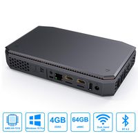 Mini PC with AMD A4-7210 CPU & Windows 10 Pro, 4GB DDR3(Upgradeable via SO-DIMM) + 64GB eMMC Desktop Computer with WiFi 2.4G/5G,Bluetooth 4.2，Support Built-in 2.5-Inch SATA SSD/HDD(Not Include)