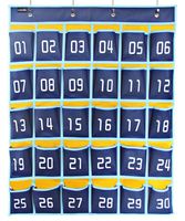 Misslo Numbered Classroom Pocket Chart for Cell Phones and Calculator Holder Hanging Wall Door Organizer (30 Pockets, Blue Pockets)
