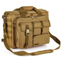 15.6" Large Men's Laptop Messenger Bag Multifunction Tactical Briefcase Outdoor Military Computer Shoulder Handbags (15.6", Khaki)