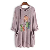 Hoodies for Women Casual Cat Graphic Sweatshirt Long Sleeve Pullover Hoodies Blouses Tunic Tops for Girls Teens (US 8, Pink)