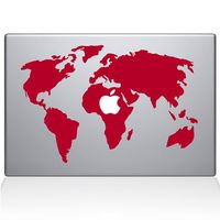 The Decal Guru 0194-MAC-13X-DR World Map Vinyl Sticker, 13" MacBook Pro (2016 & Newer), Red