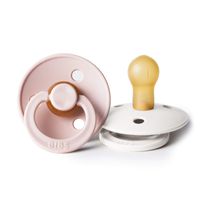 BIBS BPA-Free Natural Rubber Baby Pacifier | Made in Denmark (Blush/Ivory, 0-6 Months) 2-Pack