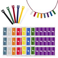 Waloden 480 Pieces cable labels Waterproof Self Adhesive Cable Label Tear Resistant Stickers and 12 Pieces Reusable Hook and Loop Cord Straps, 8 Colors