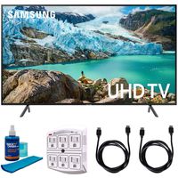Samsung 55" RU7100 LED Smart 4K UHD TV 2019 Model (UN55RU7100FXZA) with Universal Screen Cleaner for LED TVs Large Bottle, SurgePro 6-Outlet Surge Adapter & 2X HDMI Cable
