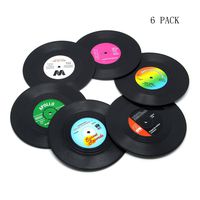6 Pieces Absorbent Vinyl Record Disk Coaster for Drinks, Effective Protection of The Desktop to Prevent Damage