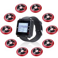 Retekess T128 Restaurant Pager System Customise Waiter Wireless Guest Staff Alert Calling System 1 PC Watch Receiver and 10 PCS 4-Key Call Button