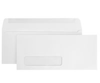 500#10 Single Window Envelopes-Thick Gummed Seal-Designed for Secure mailing of Quickbooks Checks, invoices, Business Statements, Personal Letters - 4 1/8 x 9 1/2