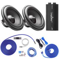 Skar Audio (2) SDR-15 D4 1,200 Watt Max Power 15" Subwoofers with RP-1500.1D Monoblock Sub Amplifier and 4 Gauge Amp Kit