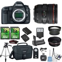 Canon EOS 5D Mark III 22.3MP Digital SLR Camera Bundle with 24-70mm f/4 USM Lens, 2-Piece 32GB Memory Cards and Accessories (12 Items)
