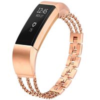 fastgo Compatible with Fitbit Alta HR Bands & Alta Strap, Premium Stainless Steel Metal Classy Jewelry Replacement Bangle Elegant Adjustable Bracelet Wristband Accessories (Rose Gold)