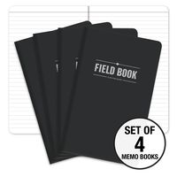 Field Notebook - 5"x8" - Black - Lined Memo Book - Pack of 4