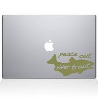 The Decal Guru Peace Out River Trout MacBook Decal Vinyl Sticker - 13" MacBook Pro (2015 & Older) - Gold (1146-MAC-13P-G)
