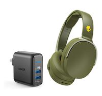Skullcandy HESH 3 Noise Canceling Over-Ear Wireless Bluetooth Headphone Bundle with 2-Port USB Wall Charger - Moss