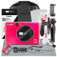 Canon Ivy CLIQ Instant Camera Printer (Lady Bug Red) + 60 Sheets Photo Paper + 32GB SD Card + Case + Deluxe Accessories Bundle (USA Warranty)