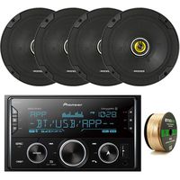 Pioneer Vehicle Digital Media 2DIN Receiver W/Bluetooth W/Enhanced Audio Functions with Kicker 6-3/4 Inch CS-Series Black Car Coaxial Speakers 2-Pairs & Enrock Audio 14 AWG Gauge 50 Feet Speaker Wire