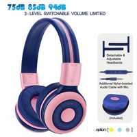SIMOLIO Kids Headphones Bluetooth with 75dB,85dB,94dB Safe Volume for Hearing Protection, Wireless Headphone for Kids with Mic & Share,Foldable Kids Headset with In-Line Audio Control for Girls (Pink)