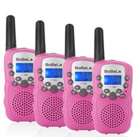 Bobela Walkie-Talkies 4 Pack for Women Hiking - T-388 Pink Portable Walky-Talky with Flashlight for Adults Girls - Wakie-Talkies with FCC PTT Mic Far Range for Kids as Personalized Funny Novelty Gifts