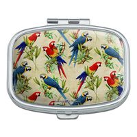 Macaws Parrots Jungle Rainforest Pattern Rectangle Pill Case Trinket Gift Box