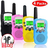 iGeeKid Walkie Talkies for Kids 4 Pack, 22 Channels 2 Way Radio Kid Holiday Toy Walkie Talkies 3 Mile Long Range with Flashlight Outdoor Games[4 earpieces] for 3-12 Years Boy Girls