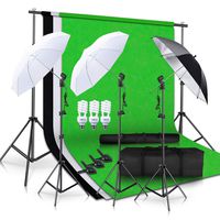 SH Photo Studio Double Off Camera Speedlight Flash Umbrella Kit, Photography Tripod Brackets for Photography Photo Video Studio Lighting Flash Translucent White Soft Umbrella