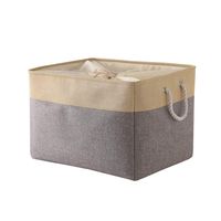 TheWarmHome Random Color Jumbo Basket Decorative Storage Basket Rectangular Fabric Storage Bin Organizer Basket with Handles for Clothes Storage (Grey Patchwork OR Grey Color, 20.5L×15.7W×13.8H)