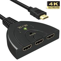 HDMI Switch 4K, 3 Ports Input, 1 Port Output, Multi HDMI Splitter, HDMI Switcher, Supports 4K, Full HD1080p, HDMI Switches Selector Gold Plated HD Hub for Apple TV, PS3, PlayStation3, Xbox 360