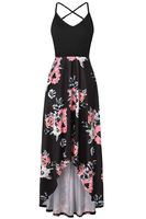 Londony❀♪ Women's Summer Striped Print Maxi Dress Contrast Sleeveless Tank Top Floral Print Long Maxi Dresses Pink