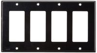 Leviton 80412-E 4-Gang Decora/GFCI Device Decora Wallplate, Standard Size, Thermoset, Device Mount, Black, 10-Pack