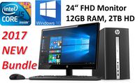 HP Pavilion High Performance Desktop Bundle (2017 ) with 24" Full HD Monitor, Intel Core i5-6400T Quad Core Processor, 12GB DDR4 Memory, 2TB Hard Drive, DVD+/-RW, Wifi, Bluetooth, Windows 10