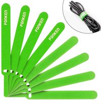 Reusable Fastening Cable Straps and Cable Ties, FONKEN Hook and Loop Tape 40Pcs Wire Straps Management Cord Organizer Straps 5 inch Strap Fastener to Keep Cords Organized (Green)