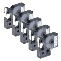 GREENCYCLE 5PK Compatible for Dymo Rhino IND 18443 3/8" x 18ft 9mm x 5.5m Permanent Vinyl Tape Labels Black on White for Rhino 1000 3000 4200 5000 5200 6000 LabelWriter 450 Duo 3M PL150 PL200 PL300