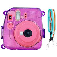 SAIKA Crystal Case for Fujifilm INSTAX Mini 9 Instant Camera (Grape) with Adjustable Shoulder Strap