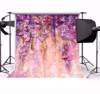 Laeacco 2x2meter Watercolor Flowers Lavender Color Flowers Oil Painting Photography Backdrop Birthday Party Decoration Banner Children Baby Adults Portraits 6.5x6.5ft Backdrop